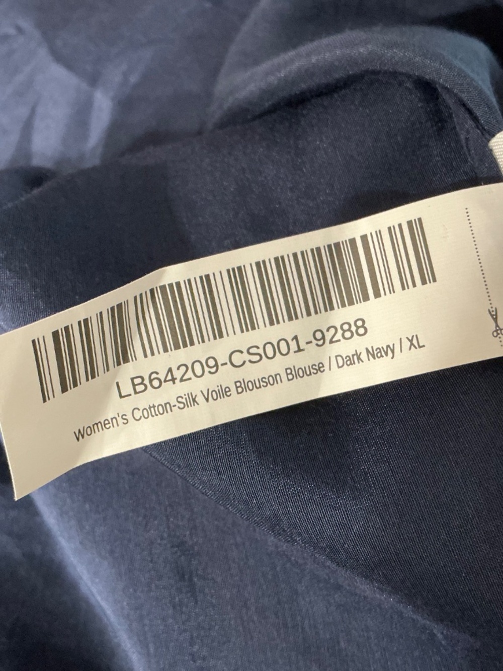 NWT Quince Sheer Cotton Silk Voile Navy Blouse XL - Picture 7 of 7